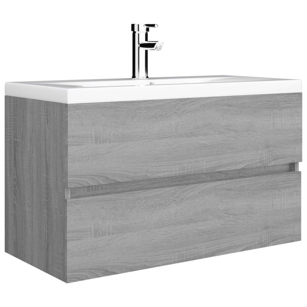 Vidaxl Umývadlová skrinka so vstavaným umývadlom sivá sonoma drevo